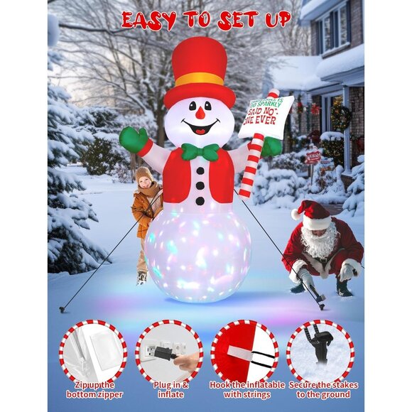 🆕8ft Christmas Inflatables Greeting Gentleman Snowman Outdoor Decorations - Picture 8 of 9